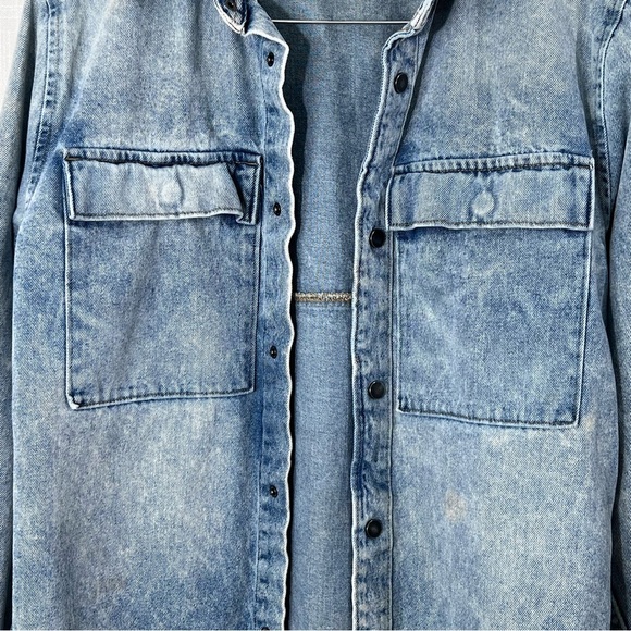 No Boundaries Y2K Acid Washed Denim Shirt Jacket Size XS - Picture 4 of 13
